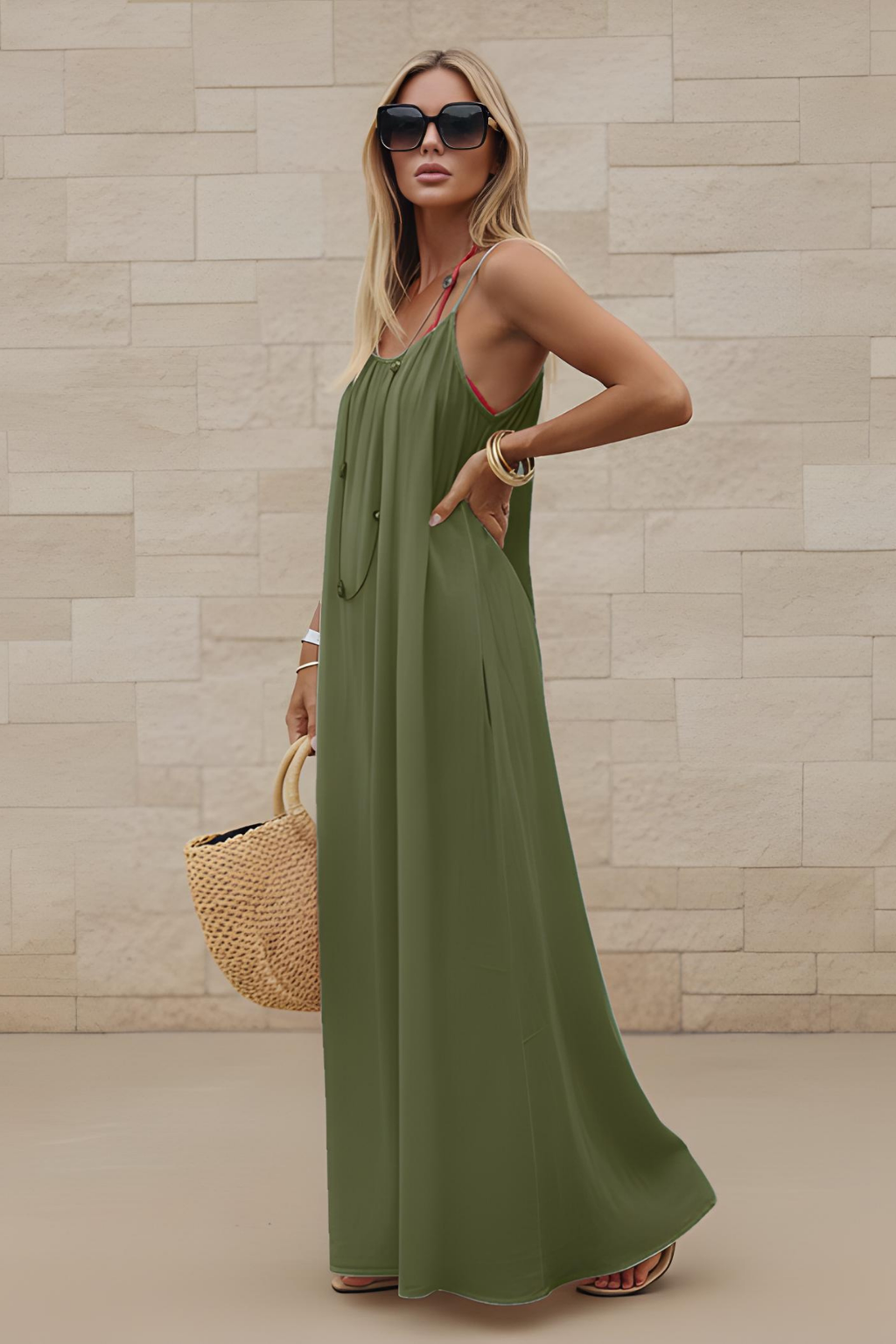 Robe de détente à bretelles fines - Bordeaux