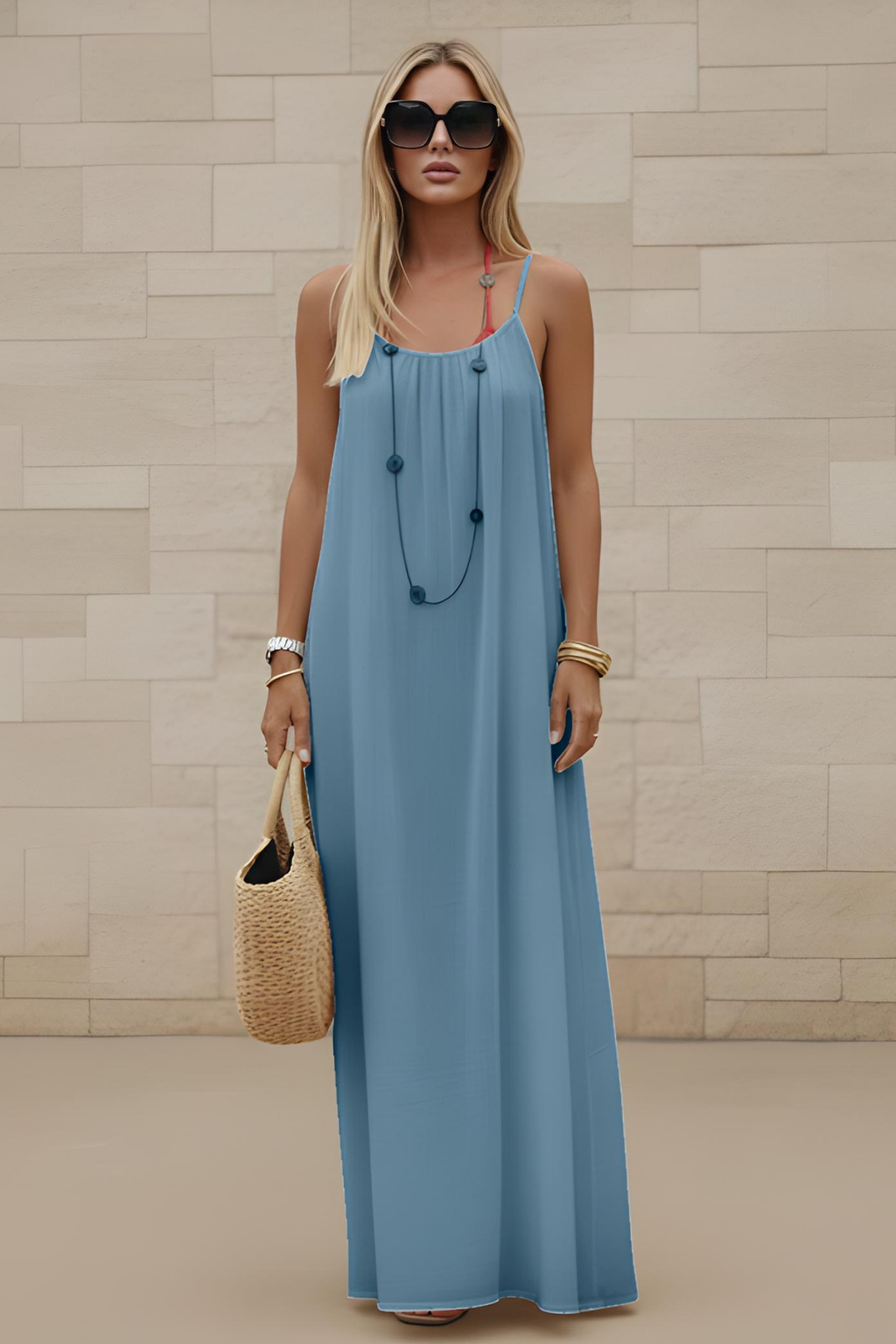 Robe de détente à bretelles fines - Bordeaux