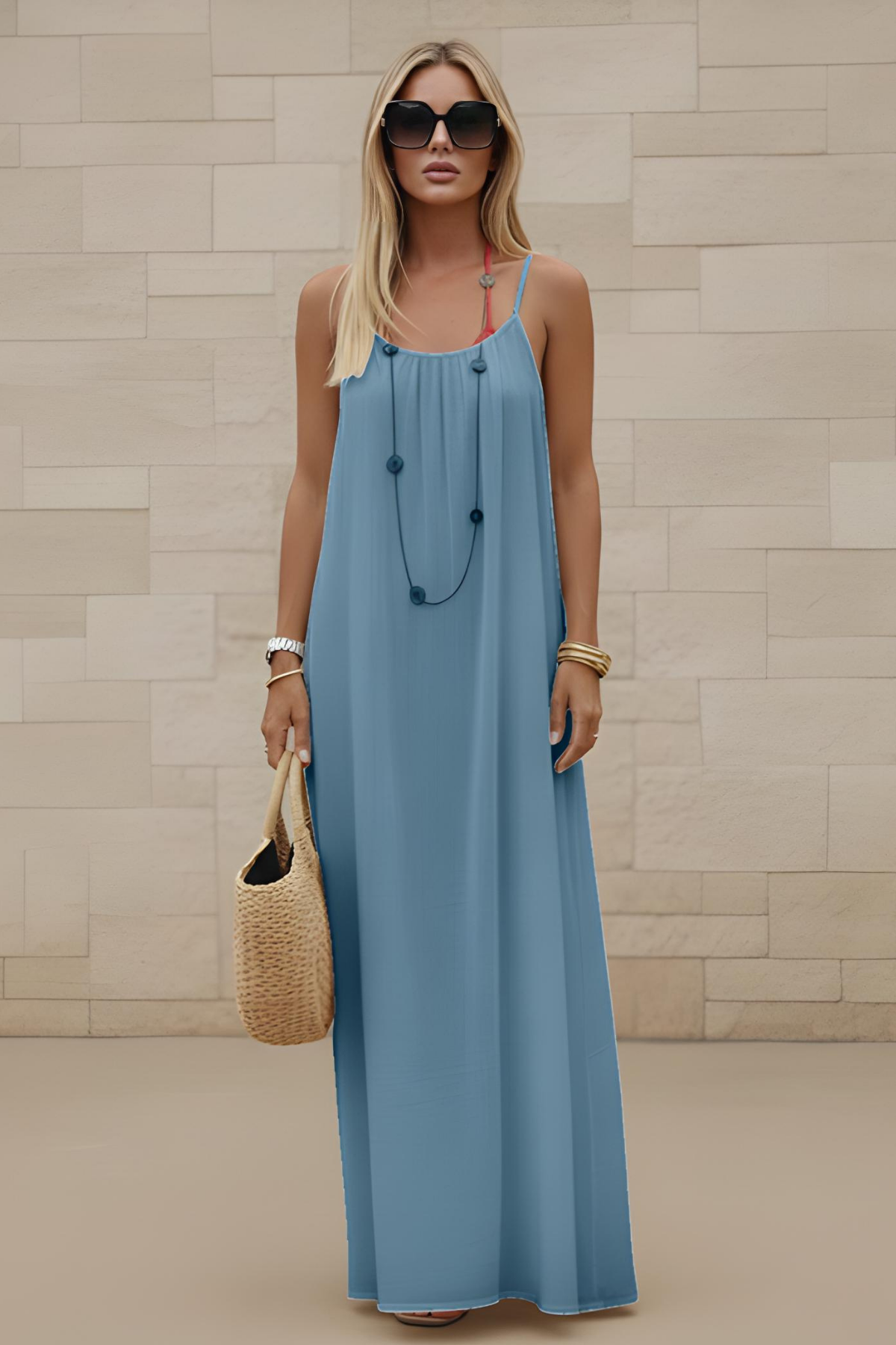 Robe de détente à bretelles fines - Bordeaux